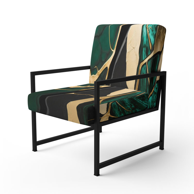 Fauteuil d'appoint rembourré en marbre Daelen, Noir, noir, noir, noir