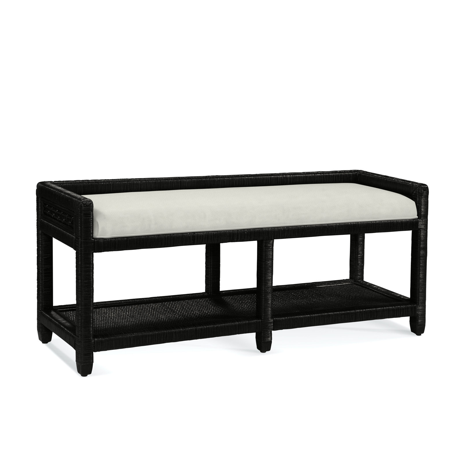 Silvio 54" Storage Bench, Black, White Textured Performance; 0865-91