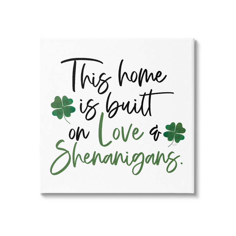 Love & Shenanigans Lucky Green Clover, Toile tendue, H 17 po x l 17 po x P 1,5 po