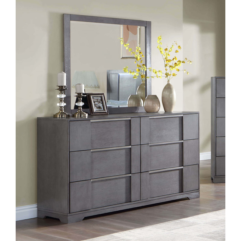 Commode 6 tiroirs l 57,6 po en gris