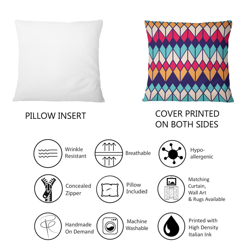 Coussin Rhombus Geometrics In Retro Colors II