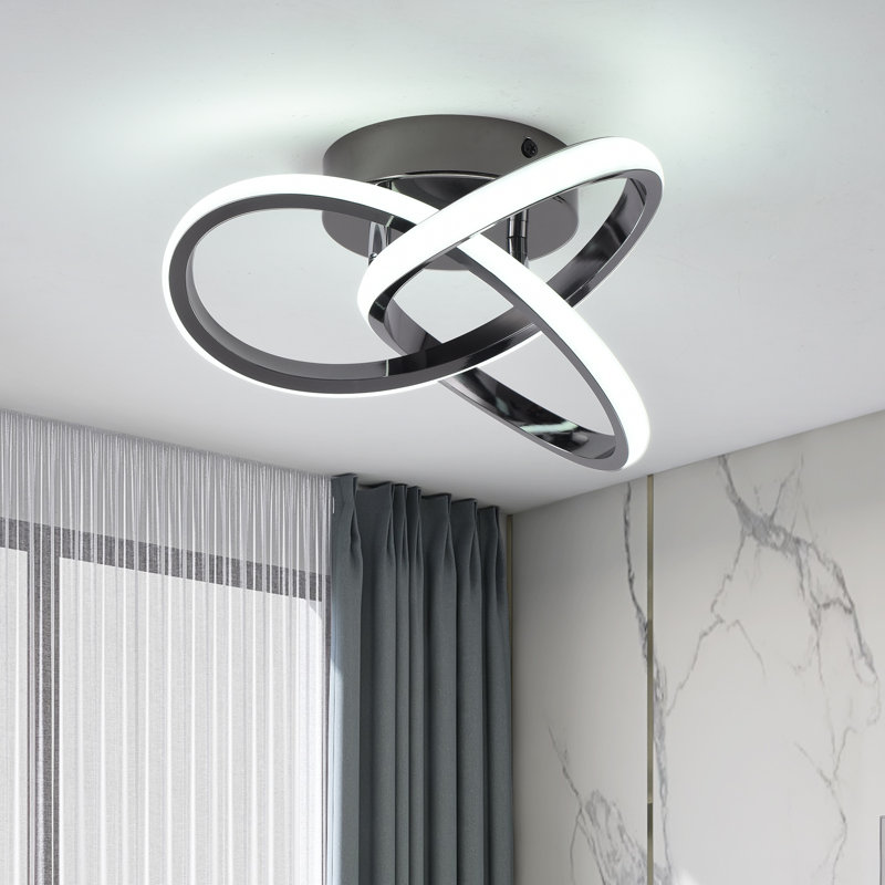 Angstrom 1 - Light 26cm Unique/Statement Geometric LED Semi Flush Mount, Gloss Black