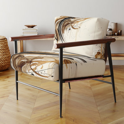 Fauteuil d'appoint à accoudoirs en velours brun et noir I