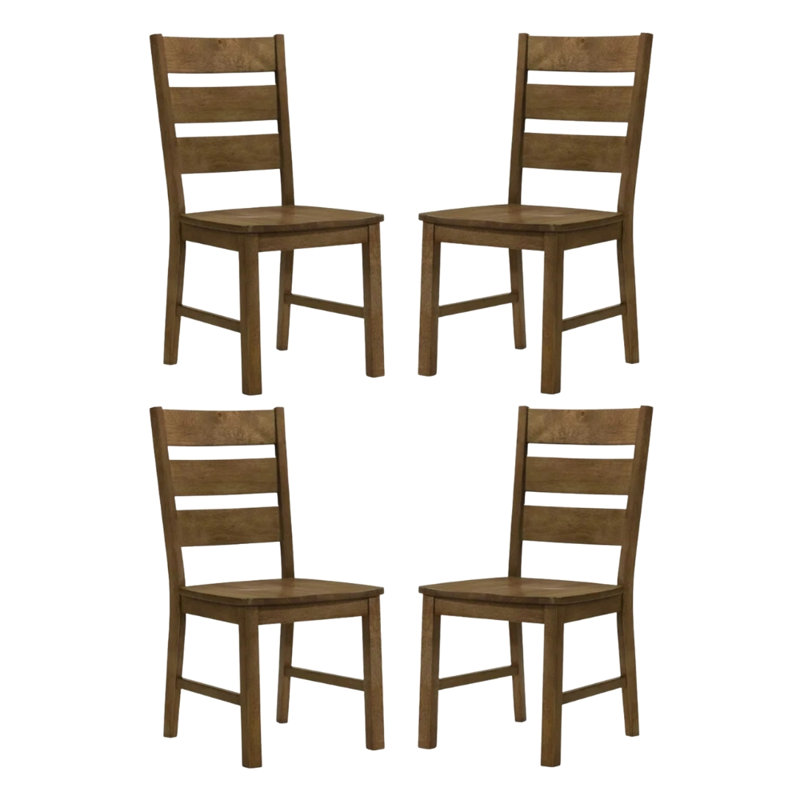 Adalia Rustic Solid Wood Dining Chair Set, 4, Oak