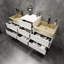 Meuble-lavabo mural blanc brillant 80 po avec double lavabo en acier doré Lux