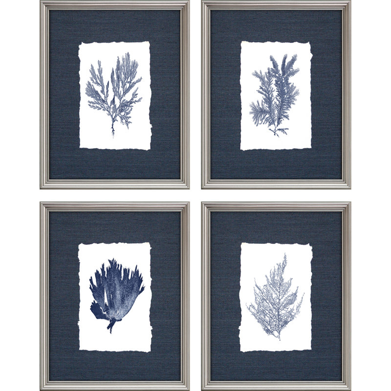 Garrett «Coral», ensemble de 4 reproductions d'impressions sur toile encadrées