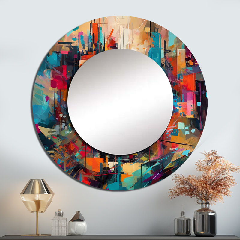 Pohto Exploration de la tranquillité abstraite II - miroir mural décoratif géométrique, miroir moderne, impression d'art en métal