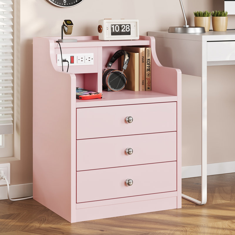 Akke 17.7'' W Nightstand, Pink