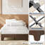 Structure de lit plateforme simple en bois TG, style naturel minimaliste, lattes en bois massif, assemblage facile-1291111121-1291111112