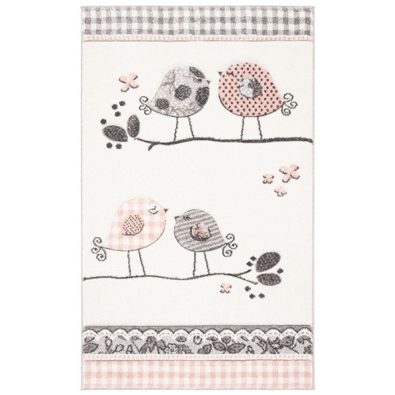 Burgan Pink/Ivory Area Rug, Rectangle 4' x 6'