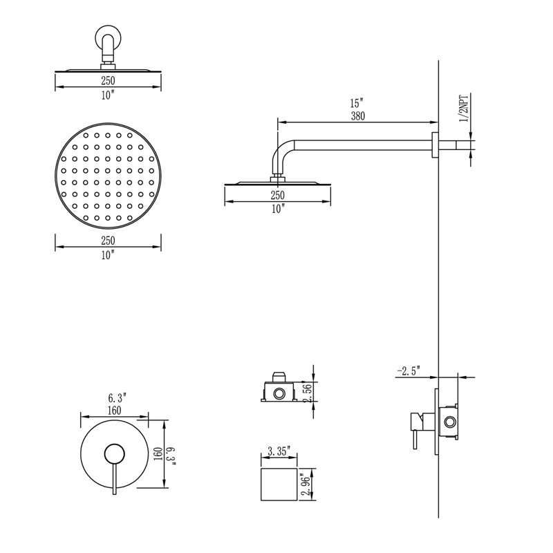 All-In-One Kit with Rough in-Valve, Golden Brushed