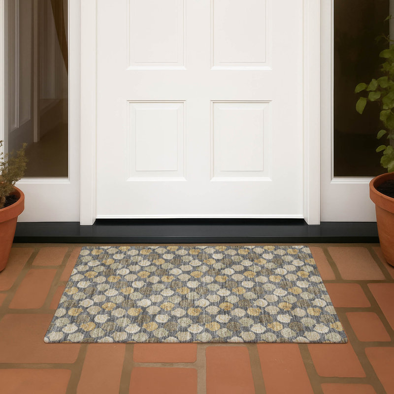 Tapis côtier intérieur / extérieur lavable à la machine ACN2986, Gris, 1 pi 8 po x 2 pi 6 po