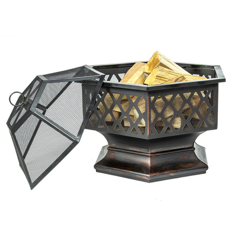 Auzenne Hexagon Iron Wood Burning Fire Pit