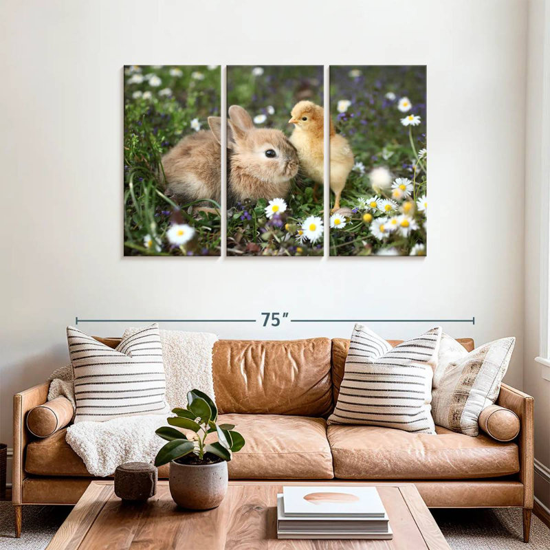 Cute Animals With Chamomile, 36" H x 57" W