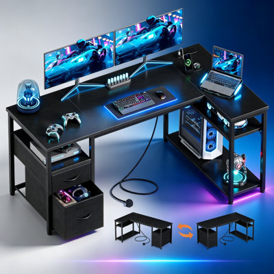 L-Shaped Iron Computer Desk