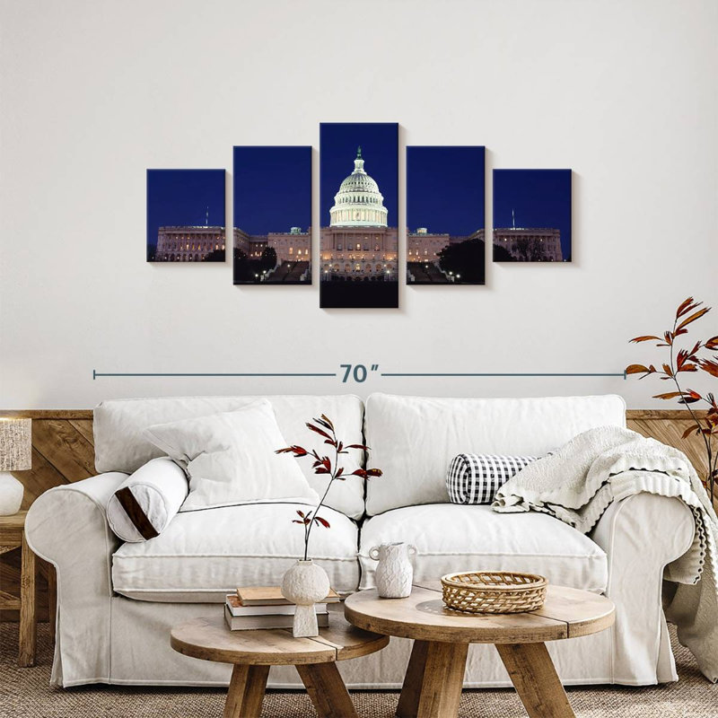 Nighttime At US Capitol, 24" H x 55" W