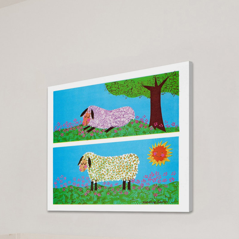 Toile tendue « happy brebis », 40 po x 40 po