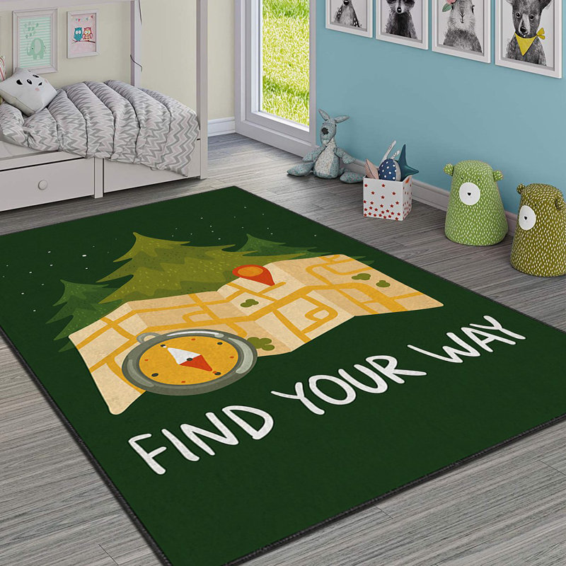 Luxurious Polyester Area Rug, 3.3 x 4.6 Feet | 740 g/m² Velvet Fabric, Non-Slip Felt Dot Underside, Laminated Sponge for Comfort | Antibacterial, Machine Washable at 86°F | Elegant Digital Print Design for Home Décor