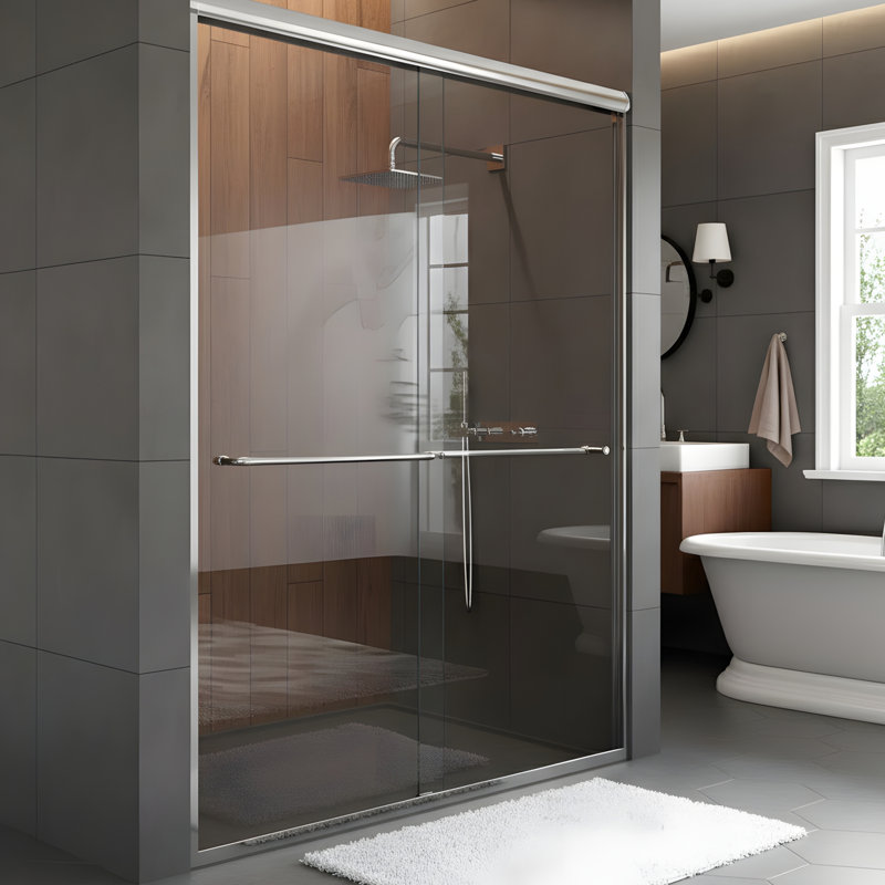 Frameless Double Sliding Shower Door, Chrome
