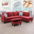 3-Piece Flannel Sectional Sofa-1288810899-1288810896