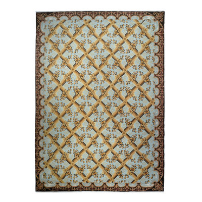 Wool Floral Area Rug in Yellow