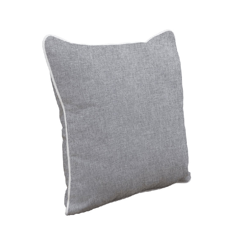 East Green 18 X 18" Square Outdoor Accent Pillow, Granite With White Piping, Granite/White Piping