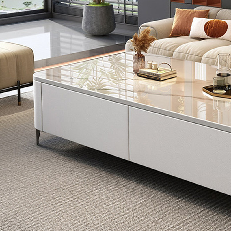 Table basse Modern Luxury, Blanc, 15.35" H x 55.11" L x 23.62" W, Blanc