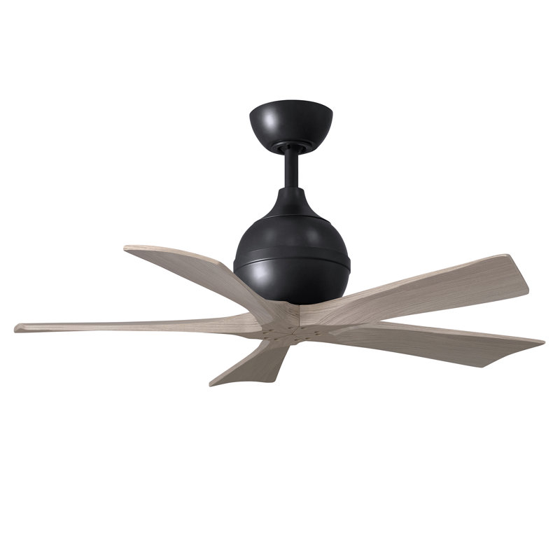 52" Irene 5-Blade Ceiling Fan with Wall Remote, 42", Matte Black, Gray Wash