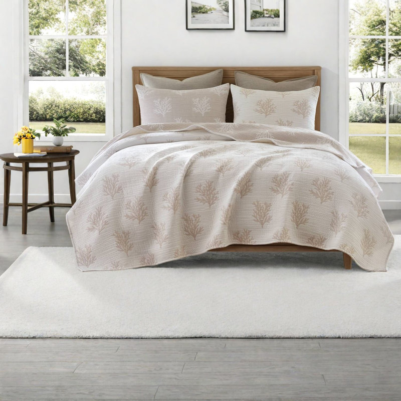 Cotton Blend Floral Quilt Set