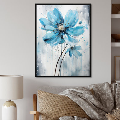 Bleu minimaliste coquelicot II - impressions murales florales et botaniques