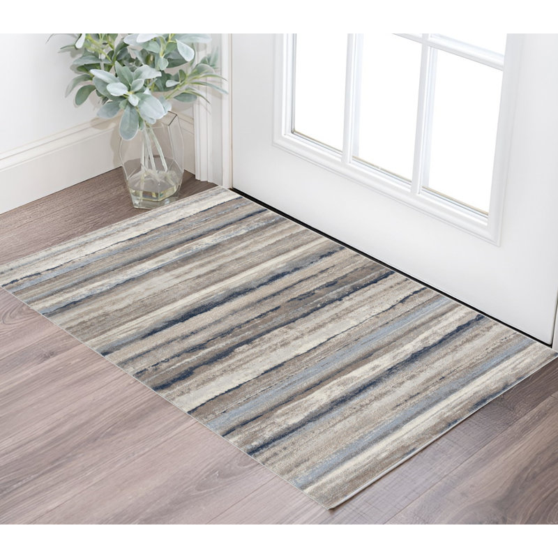 Tapis 2 pi x 3 pi rayé bleu délavé