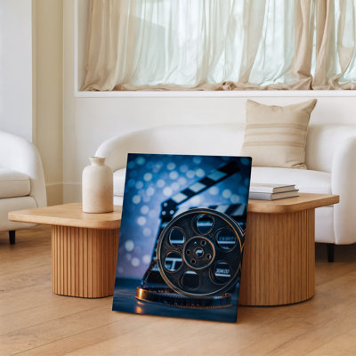 Canvas A Cinematic Themed Composition Featuring A Vintage Film Reel Prominently Wall Art In The Foreground Showcasing Intricate Canvas Wall Art