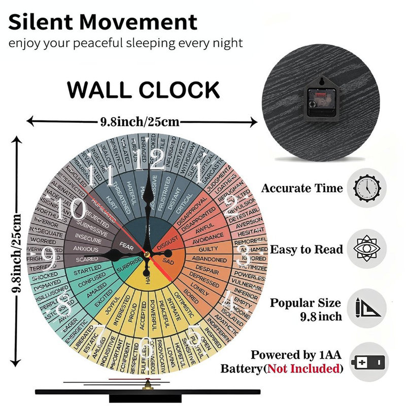 Horloge murale en bois 10 po, mouvement silencieux, à piles (piles AA non incluses), décor artistique, parfait pour les décorations