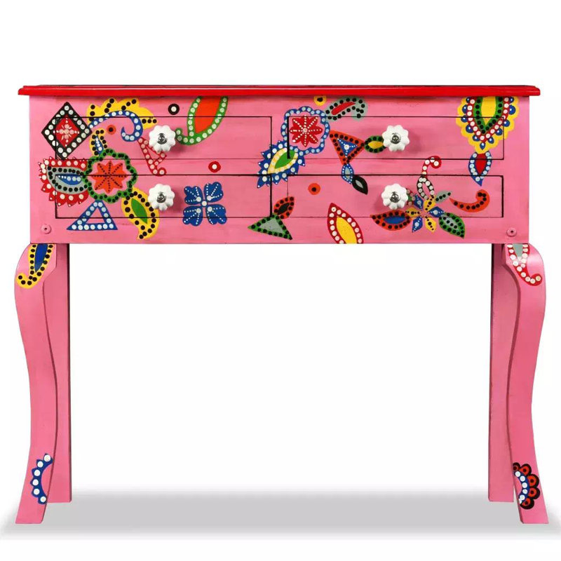 Carmella 90cm Solid Wood Console Table, Pink