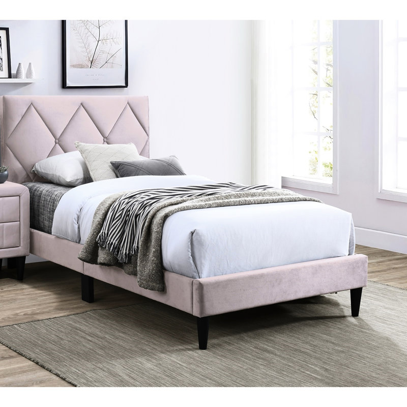 Lit de chambre en velours rose, tête de lit réglable, rembourrage en mousse pour une expérience de sommeil relaxant, cadre de lit, tête de lit personnalisée