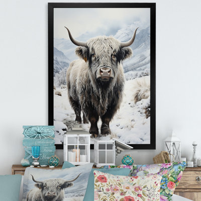 Portrait de yaks gris et blanc II, reproduction sur toile
