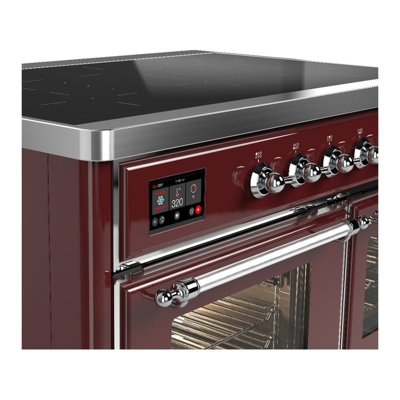 Majestic III Series 40 Inch Induction Range with 6 Induction Elements in Stainless Steel (Brass Trim), Burgundy, Chrome