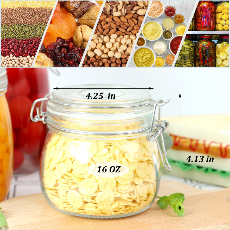 Pot en verre avec couvercle hermétique 16 oz (ensemble de 2) contenants pour aliments hermétiques à large ouverture