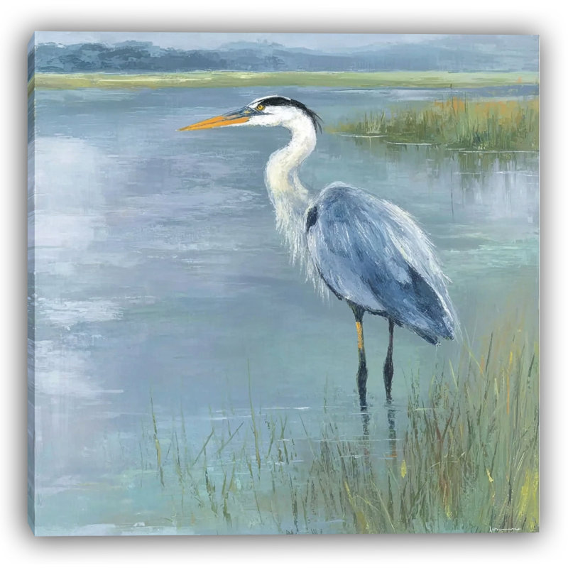 «Coastal Watch Heron», art mural sur toile tendue, H 20 po x l 20 po