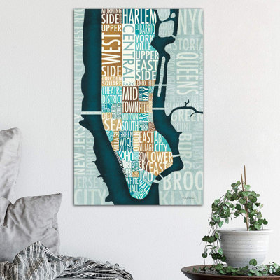 «Manhattan Map Blue Brown» par Michael Mullan - impression d'art graphique