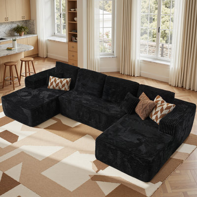 Boneless Compression Packed 3-piece Cloud Modular Sectional Sofa In Corduroy – No Assembly Required