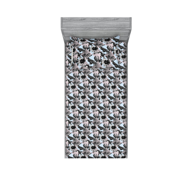 Drap-housse et taie décorative Ambesonne Toucan, Ensemble de draps pour lit simple avec 1 taie d'or
