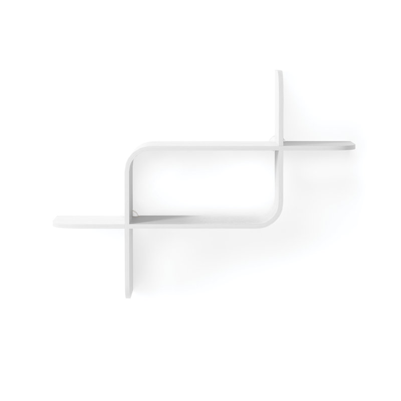 White Modern Bentwood 2-Tier Floating Wall Shelf