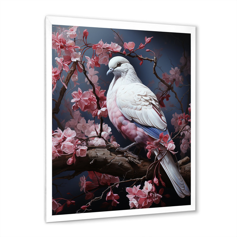 Dove Reverie II - Dove, art mural, H 32 po x l 24 po x P 1 po, Cadre simple blanc