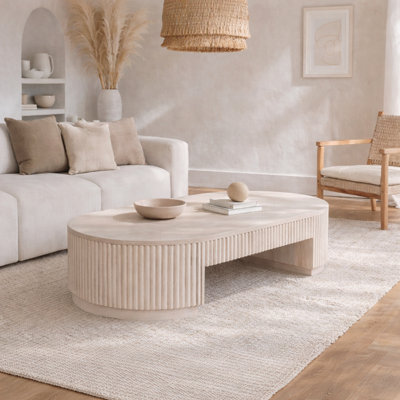 Table basse en bois blanchi