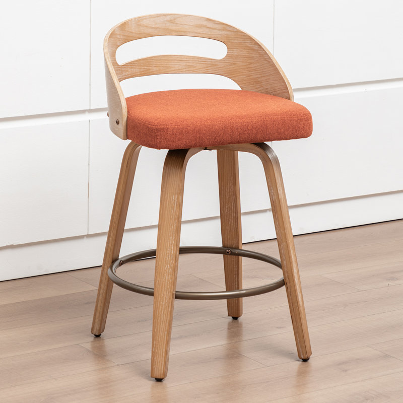 Tabourets de comptoir pivotants en lin rembourrés, Rouille, Tabouret de comptoir (siège d'une hauteur de 25,1