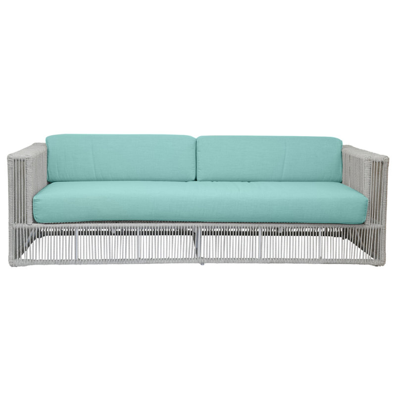 Miami Outdoor 3 - Seat Patio Sofa, Dupione Celeste Sunbrella®