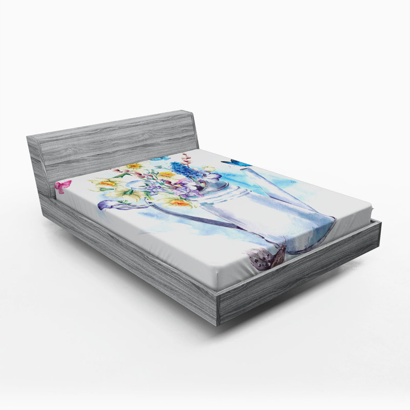 Daffodil Microfiber Patterned Fitted Sheet, Full/Double Fitted Sheet