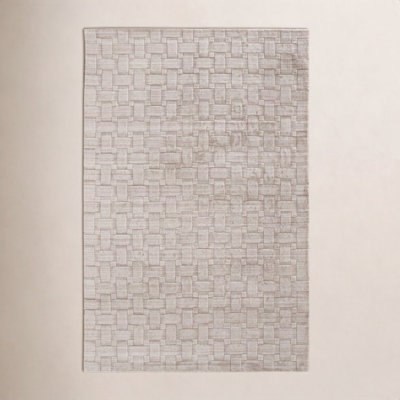 Shanta Beige Hand-Woven Geometric Viscose Rug