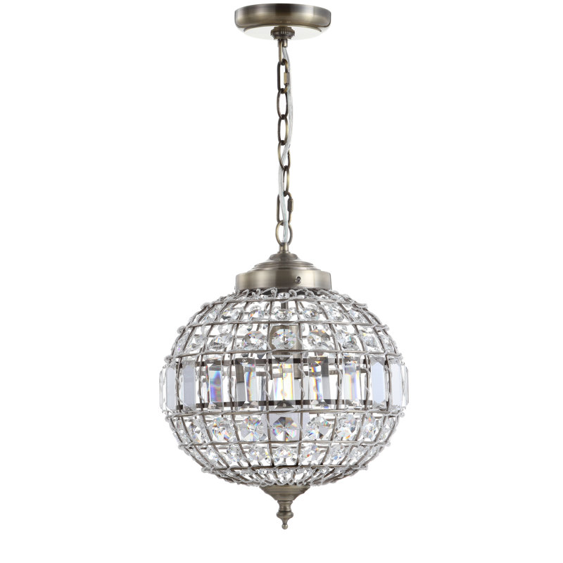Tatianna 1 - Light Antique Brass/Clear Pendant, 15" H x 12" W x 12" D